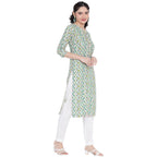 Banjara India FOREST Green Printed Straight Rayon Kurti