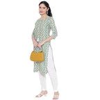 Banjara India FOREST Green Printed Straight Rayon Kurti