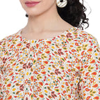 Banjara India FOREST Orange Printed Straight Rayon Kurti