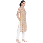 Banjara India FOREST Orange Printed Straight Rayon Kurti