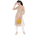 Banjara India FOREST Orange Printed Straight Rayon Kurti