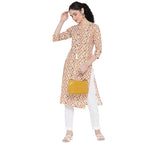 Banjara India FOREST Orange Printed Straight Rayon Kurti