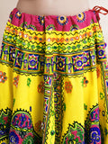 Banjara India Cotton Long Flair Aari Embroidery Kutch Work (Lehenga Choli) Chaniya Choli Set with Dupatta-(FSCC-Camel)Yellow