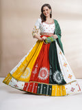 Banjara India Cotton Long Flair Aari Embroidery Kutch Work (Lehenga Choli) Chaniya Choli Set with Dupatta -FSCC-Fancy-White
