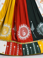 Banjara India Cotton Long Flair Aari Embroidery Kutch Work (Lehenga Choli) Chaniya Choli Set with Dupatta -FSCC-Fancy-White