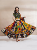 Banjara India Cotton Long Flair Aari Embroidery Kutch Work (Lehenga Choli) Chaniya Choli Set with Dupatta-(FSCC-Hathi)Black