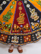 Banjara India Cotton Long Flair Aari Embroidery Kutch Work (Lehenga Choli) Chaniya Choli Set with Dupatta-(FSCC-Hathi)Black