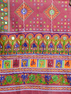 Banjara India Cotton Long Flair Aari Embroidery Kutch Work (Lehenga Choli) Chaniya Choli Set with Dupatta-(FSCC-PGY)Red