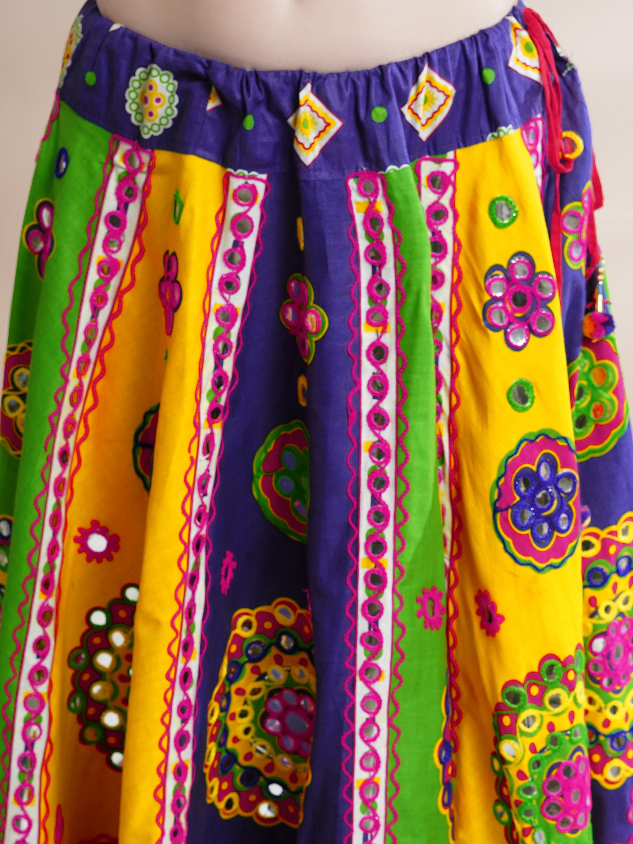 Banjara India Cotton Long Flair Aari Embroidery Kutch Work Lehenga Ch