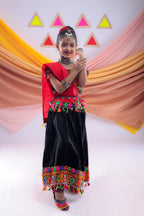 Banjara India Kutchi Embroidered Yellow Girls Chaniya Choli with Dupatta (CC1 DROP) - BLACK