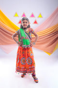 Banjara India Kutchi Emboidered Orange Girls Chaniya Choli with Dupatta (CC-RING) - Orange