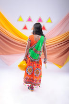 Banjara India Kutchi Emboidered Orange Girls Chaniya Choli with Dupatta (CC-RING) - Orange