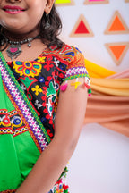 Banjara India Kutchi Emboidered Orange Girls Chaniya Choli with Dupatta (CC-RING) - Orange