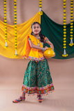 Banjara India Kutchi Emboidered Black Girls Chaniya Choli with Dupatta (CC1-RJS) - Green