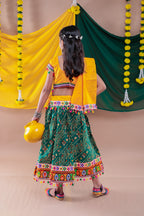 Banjara India Kutchi Emboidered Black Girls Chaniya Choli with Dupatta (CC1-RJS) - Green