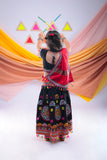 Banjara India Kutchi Emboidered Black Girls Chaniya Choli with Dupatta (CC-RING) - Black