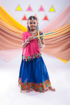 Banjara India Kutchi Emboidered Pink Girls Chaniya Choli with Dupatta (CC1-DROP) - BLUE