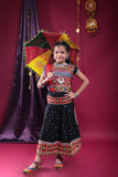 Banjara India Kutchi Emboidered Black Girls Chaniya Choli with Dupatta (CC-DOT) - Black