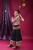 Banjara India Kutchi Emboidered Black Girls Chaniya Choli with Dupatta (CC-DOT) - Black