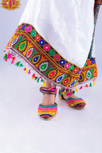 Banjara India Kutchi Emboidered Orange Girls Chaniya Choli with Dupatta (CC1-DROP) - White