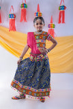 Banjara India Kutchi Emboidered Black Girls Chaniya Choli with Dupatta (CC1-RJS) - Blue