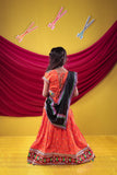 Banjara India Kutchi Emboidered Black Girls Chaniya Choli with Dupatta (CC-DOT) - Orange