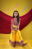 Banjara India Kutchi Emboidered Black Girls Chaniya Choli with Dupatta (CC-DOT) - Yellow