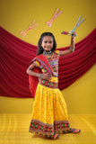 Banjara India Kutchi Emboidered Black Girls Chaniya Choli with Dupatta (CC-DOT) - Yellow