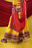 Banjara India Kutchi Emboidered Black Girls Chaniya Choli with Dupatta (CC-DOT) - Yellow