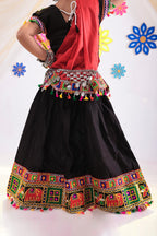 Banjara India Kutchi Emboidered Black Girls Chaniya Choli with Dupatta (CC1-WILD) - Black