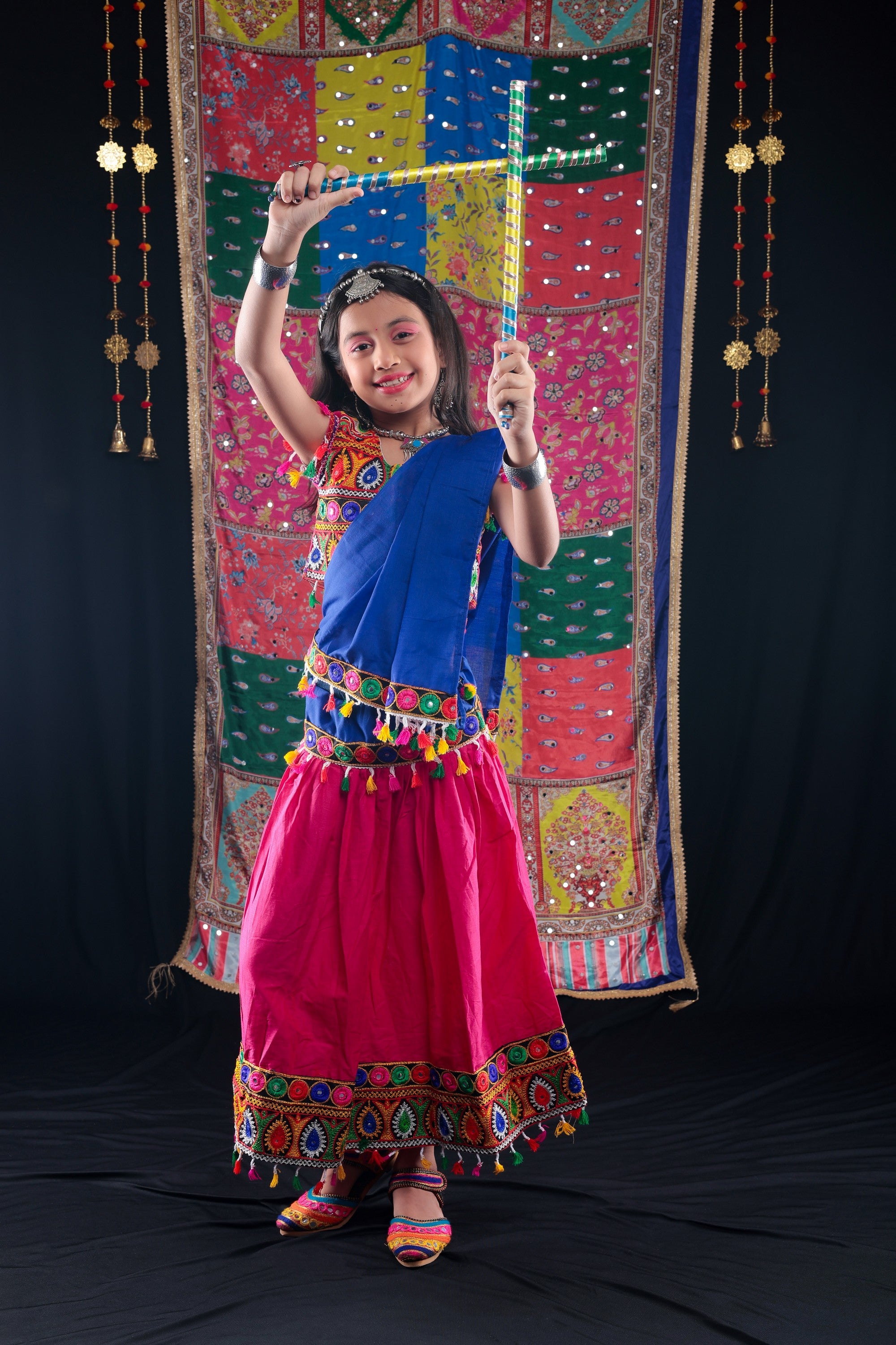 Banjara India Kutchi Emboidered Blue Girls Chaniya Choli with Dupatta (CC1-DROP) - PINK