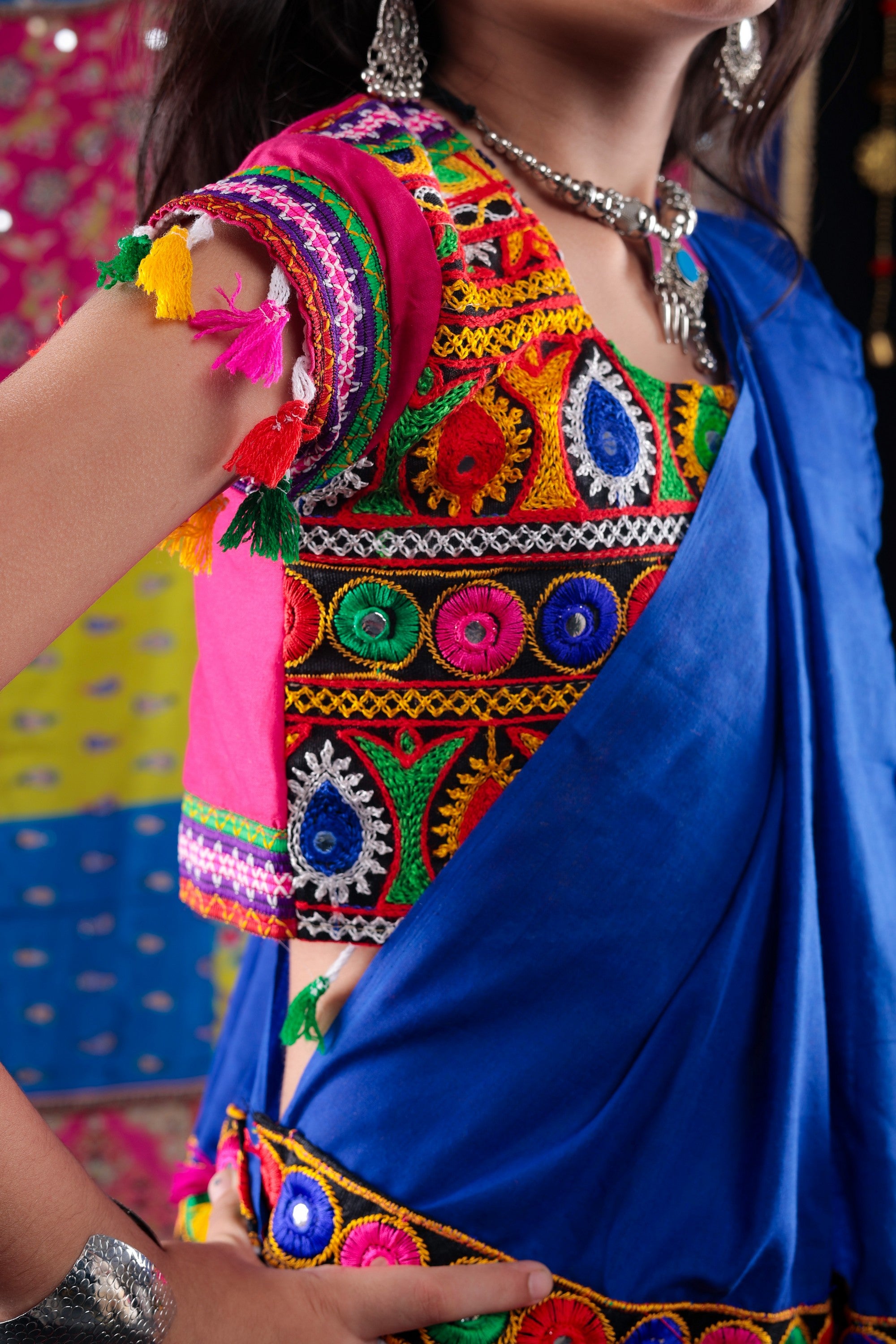Banjara India Kutchi Emboidered Blue Girls Chaniya Choli with Dupatta (CC1-DROP) - PINK