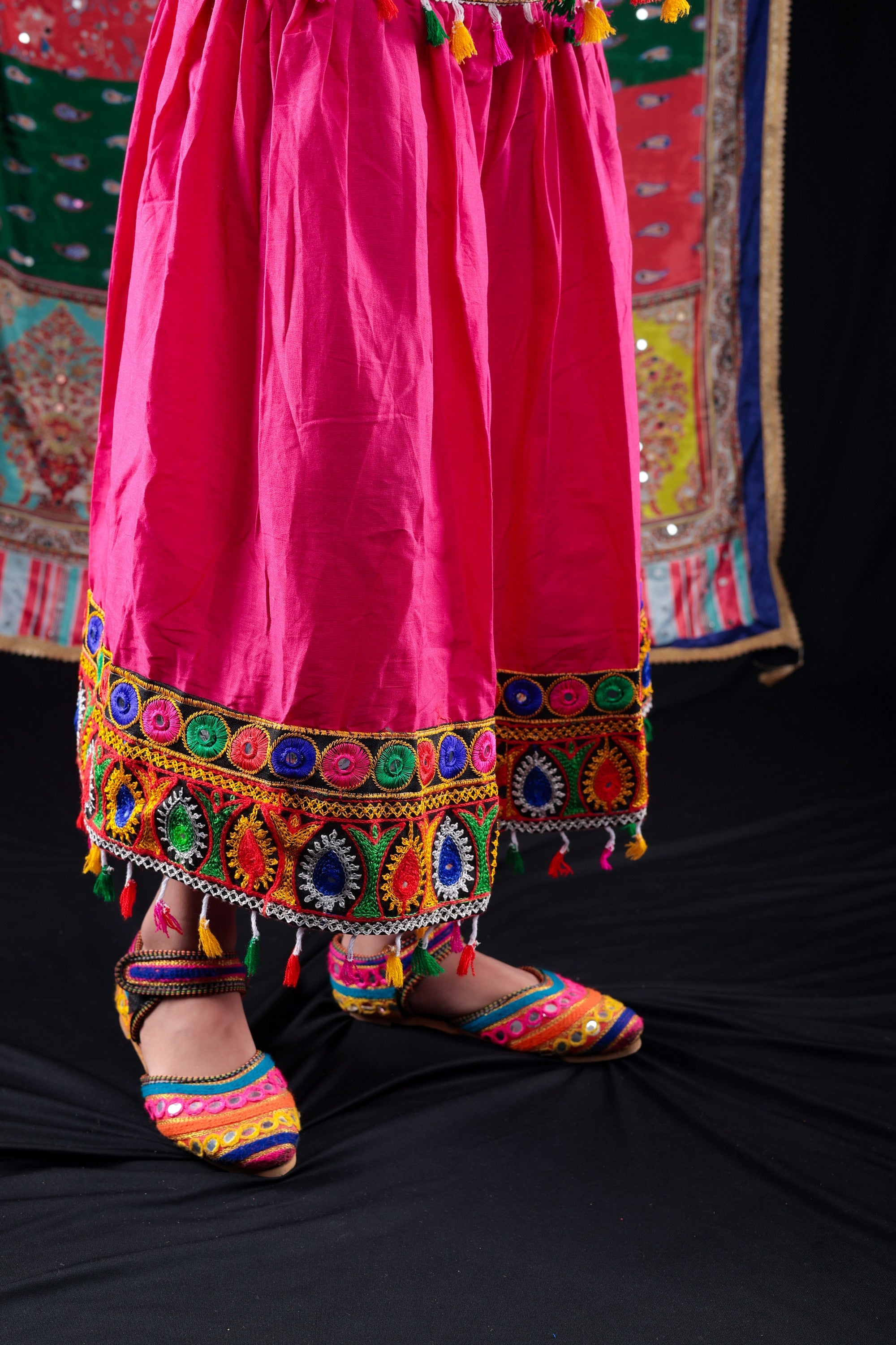 Banjara India Kutchi Emboidered Blue Girls Chaniya Choli with Dupatta (CC1-DROP) - PINK