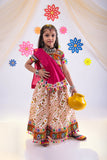 Banjara India Kutchi Emboidered Black Girls Chaniya Choli with Dupatta (CC1-RJS) - White