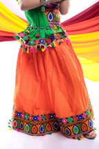 Banjara India Kutchi Embroidered Red Girls Chaniya Choli with Dupatta (CC1-DROP) - Orange
