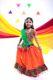 Banjara India Kutchi Emboidered Red Girls Chaniya Choli with Dupatta (CC-DROP) - Orange