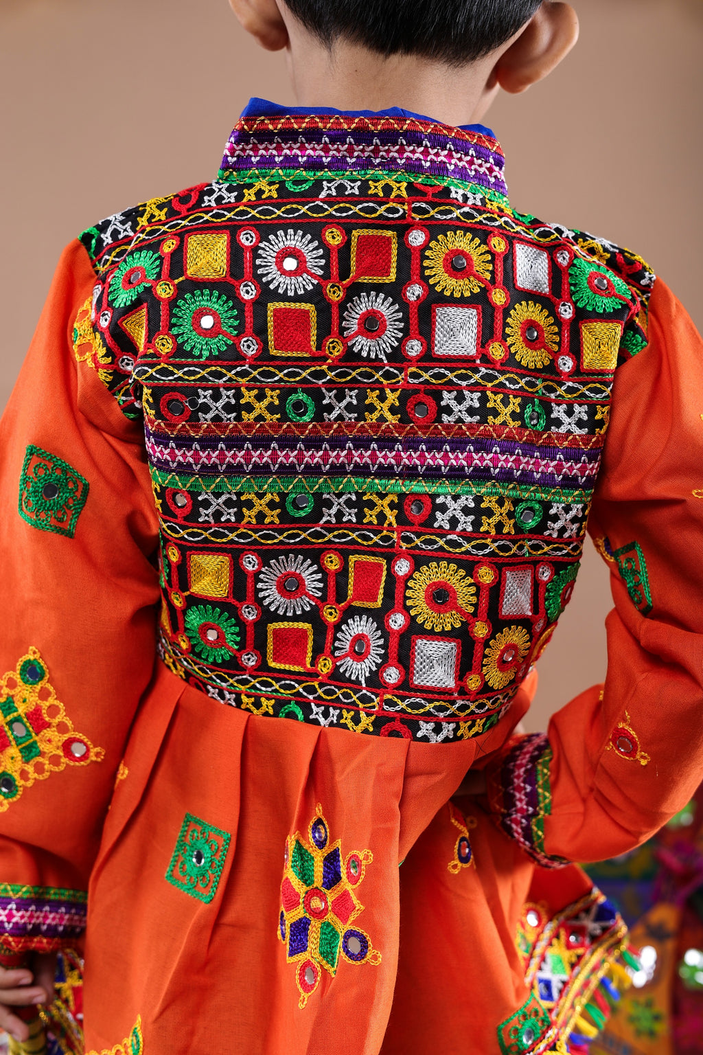Banjara India Embroidered Kediya Dhoti Set For Boys KD-CONT-Orange