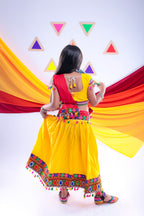 Banjara India Kutchi Emboidered White Girls Chaniya Choli with Dupatta (CC1-DROP) - Yellow