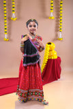 Banjara India Kutchi Emboidered Black Girls Chaniya Choli with Dupatta (CC-DOT) - Red