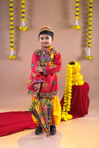 Banjara India Embroidered Kediya Dhoti Set For Boys KD-CONT_Red