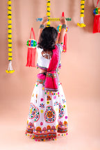 Banjara India Kutchi Emboidered White Girls Chaniya Choli with Dupatta (CC-RING) - WHITE