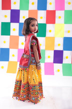 Banjara India Kutchi Emboidered Yellow Girls Chaniya Choli with Dupatta (CC-RSGL) - YELLOW