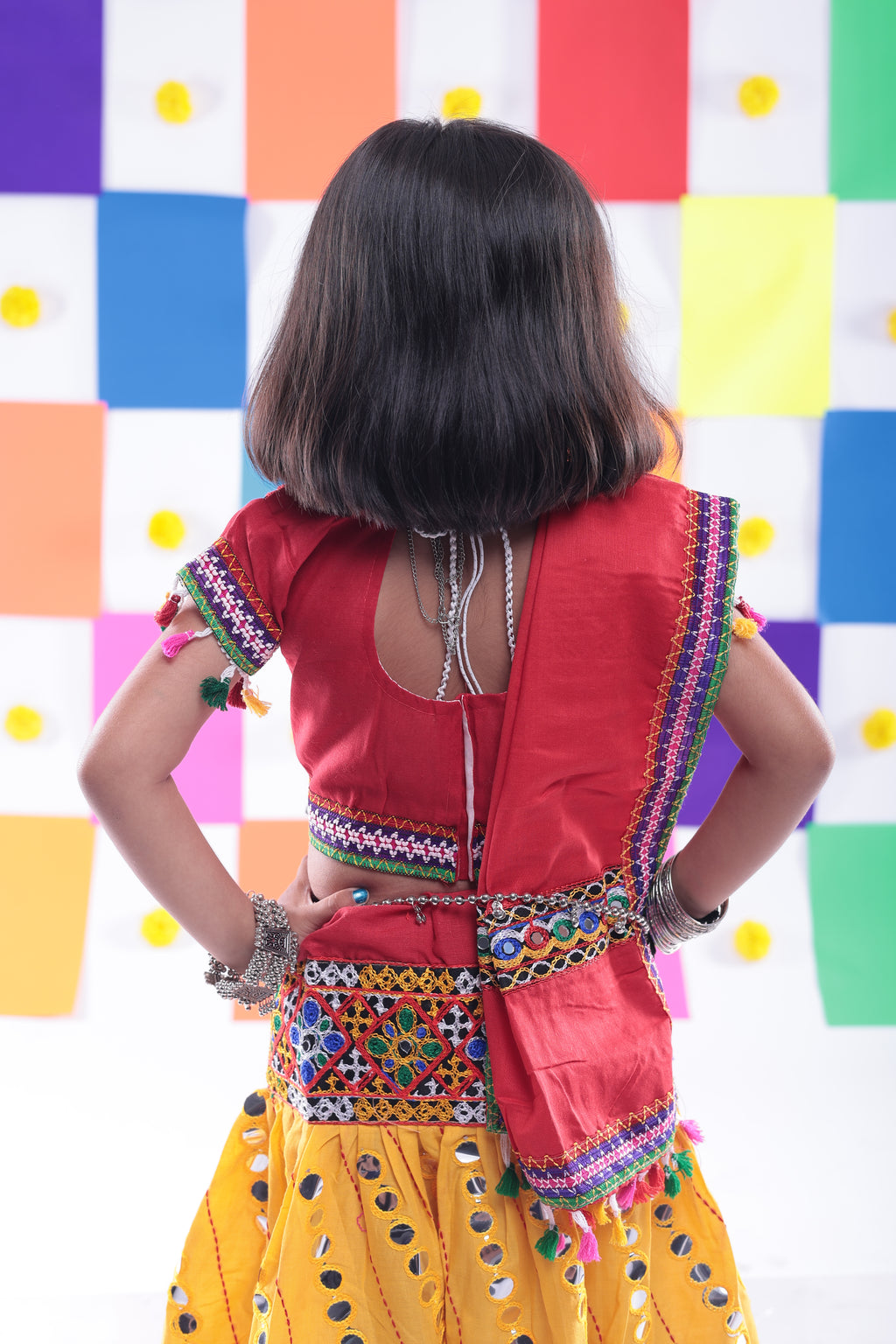 Banjara India Kutchi Emboidered Yellow Girls Chaniya Choli with Dupatta (CC-RSGL) - YELLOW