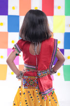 Banjara India Kutchi Emboidered Yellow Girls Chaniya Choli with Dupatta (CC-RSGL) - YELLOW