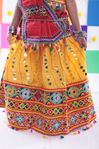 Banjara India Kutchi Emboidered Yellow Girls Chaniya Choli with Dupatta (CC-RSGL) - YELLOW