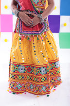 Banjara India Kutchi Emboidered Yellow Girls Chaniya Choli with Dupatta (CC-RSGL) - YELLOW