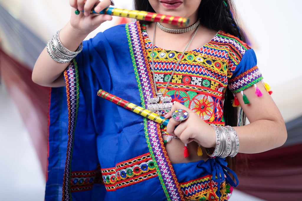 Banjara India Kutchi Emboidered Green Girls Lehenga Choli with Dupatta (CC-BTTA) - Green