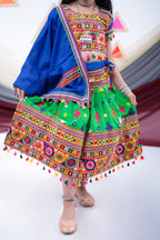 Banjara India Kutchi Emboidered Green Girls Lehenga Choli with Dupatta (CC-BTTA) - Green
