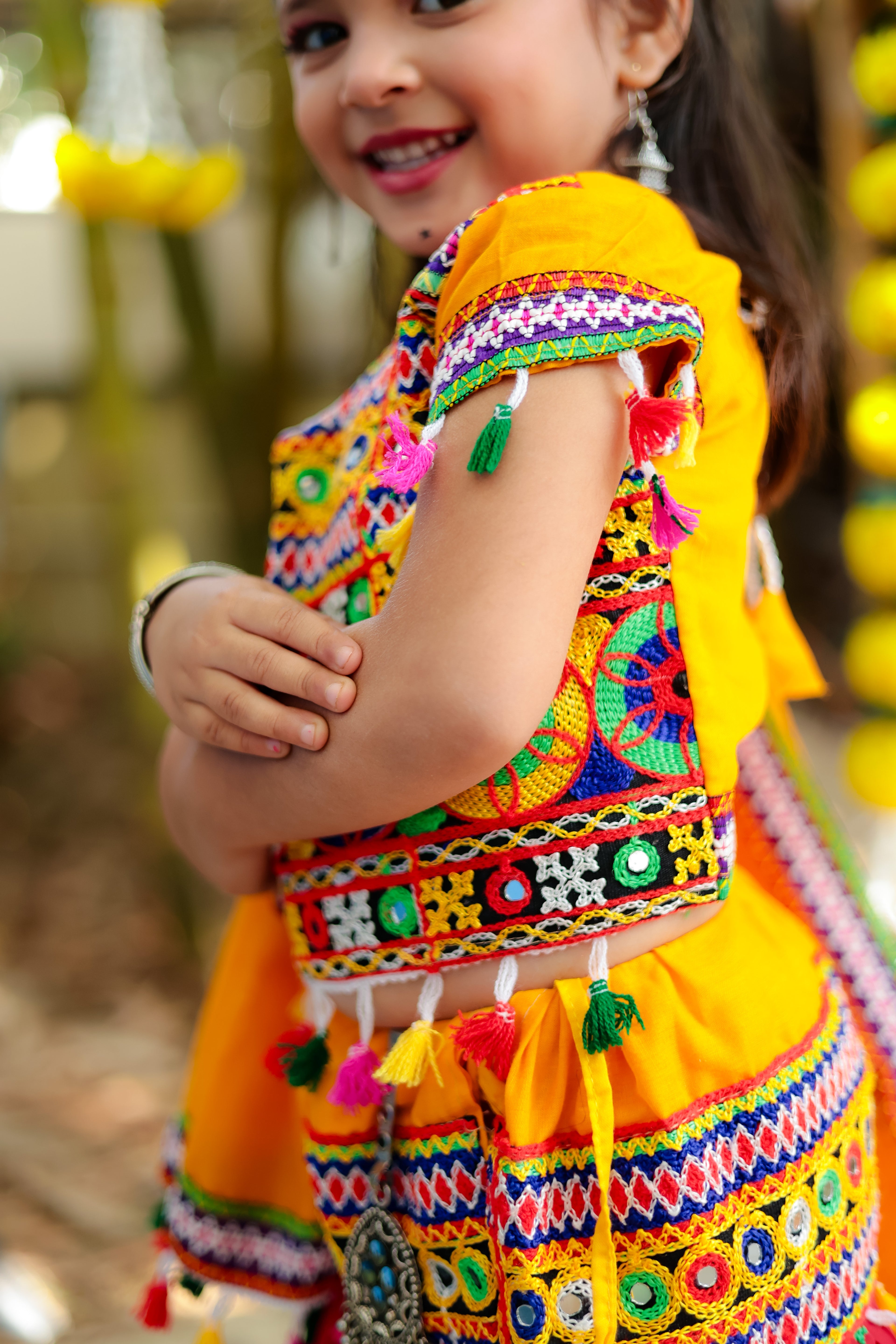 Banjara India Kutchi Emboidered Black Girls Lehenga Choli with Dupatta (CC-BTTA) - Red