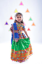 Banjara India Kutchi Emboidered Green Girls Chaniya Choli with Dupatta (CC-RSGL) - Green
